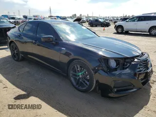 2025 Acura TLX w/A-Spec Package with VIN 19UUB6F53SA000588, listed as a Copart auction lot 46483245 with 5,417 mi miles and Salvage Title. Bid and sale history available at DreamBid. Image 4.