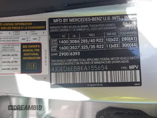 2019 Mercedes-Benz GLE 43 AMG with VIN 4JGED6EB8KA155654, listed as a IAAI auction lot 41334185 with Not provided miles and . Bid and sale history available at DreamBid. Image 9.