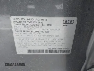 2013 Audi Q5 Premium Plus with VIN WA1LFAFP2DA058160, listed as a IAAI auction lot 42268572 with 111,015 mi miles and . Bid and sale history available at DreamBid. Image 9.