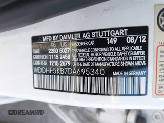 2013 Mercedes-Benz E 350 Luxury with VIN WDDHF5KB7DA695340, listed as a IAAI auction lot 42554859 with 111,939 mi miles and . Bid and sale history available at DreamBid. Image 9.