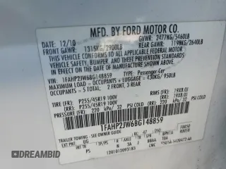 2011 Ford Taurus Limited with VIN 1FAHP2JW6BG148859, listed as a Copart auction lot 45736365 with 153,194 mi miles and Salvage title. Bid and sale history available at DreamBid. Image 12.