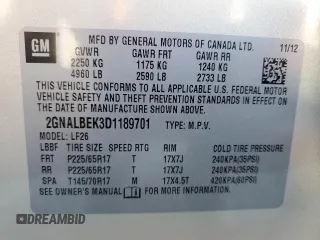 2013 Chevrolet Equinox LS with VIN 2GNALBEK3D1189701, listed as a Copart auction lot 49605965 with 137,332 mi miles and Clean Title. Bid and sale history available at DreamBid. Image 13.