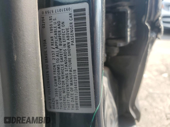 2004 Volkswagen Golf с VIN 9BWFR61J344028518, выставлен на аукционе Copart как лот 69366874 с пробегом 242 293 миль миль и Списание • Salvage title. История ставок и продаж доступна на DreamBid. Изображение 12.