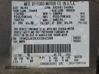 2003 Ford Explorer XLS z VIN 1FMZU62KX3ZB42588, wystawiony jako Copart lot #47582575 z przebiegiem 246 841 mil mil oraz Szkoda całkowita • Salvage title. Historia ofert i sprzedaży dostępna na DreamBid. Obrazek 13.
