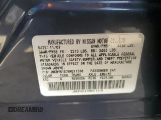 2008 Infiniti G35 Journey with VIN JNKBV61E78M211318, listed as a Copart auction lot 75221954 with Not Provided miles and Salvage Title. Bid and sale history available at DreamBid. Image 12.