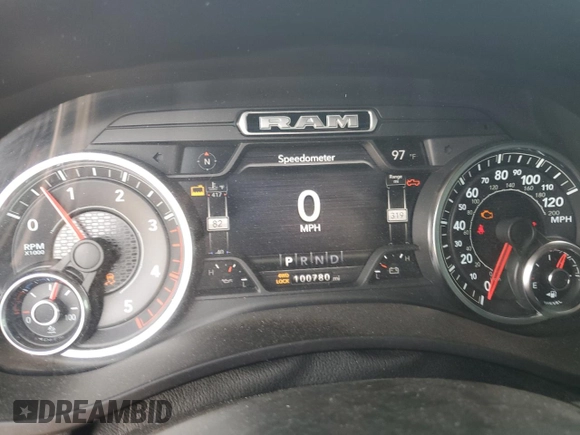 2021 Ram 2500 Laramie with VIN 3C6UR5FL4MG661383, listed as a Copart auction lot 53683515 with 100,780 mi miles and Salvage title. Bid and sale history available at DreamBid. Image 9.
