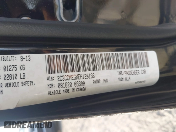 2014 Chrysler 300 with VIN 2C3CCAEGXEH120136, listed as a IAAI auction lot 41020040 with 125,887 mi miles. Bid and sale history available at carsss.com. Image 9.