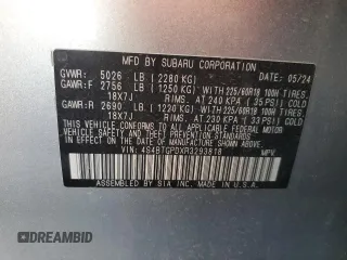 2024 Subaru Outback Touring XT with VIN 4S4BTGPDXR3293818, listed as a Copart auction lot 56720365 with 17,065 mi miles and Clean title. Bid and sale history available at DreamBid. Image 12.