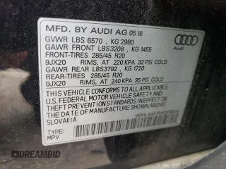 2017 Audi Q7 Premium Plus with VIN WA1LAAF7XHD018234, listed as a Copart auction lot 52862915 with 128,713 mi miles and Clean Title. Bid and sale history available at DreamBid. Image 12.