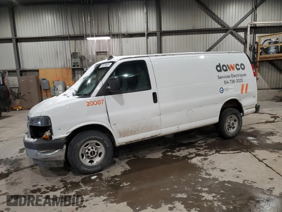 2019 GMC Savana Cargo Van with VIN 1GTW7AFP8K1173018, listed as a Copart auction lot 89339605 with 0 mi miles and Salvage Title. Bid and sale history available at carsss.com. Image 1.