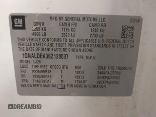2014 Chevrolet Equinox LTZ with VIN 1GNALDEK3EZ120687, listed as a IAAI auction lot 40981187 with 131,828 mi miles. Bid and sale history available at carsss.com. Image 9.