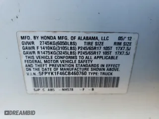 2012 Honda Ridgeline RTS with VIN 5FPYK1F46CB460760, listed as a Copart auction lot 79421824 with 230,855 mi miles and Salvage Title. Bid and sale history available at carsss.com. Image 12.
