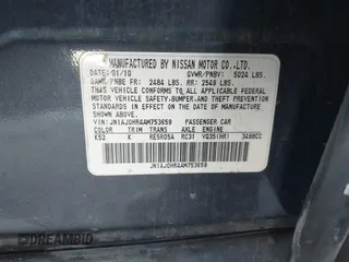 2010 Infiniti EX Journey with VIN JN1AJ0HR4AM753659, listed as a IAAI auction lot 41834304 with Not Provided miles and . Bid and sale history available at DreamBid. Image 9.