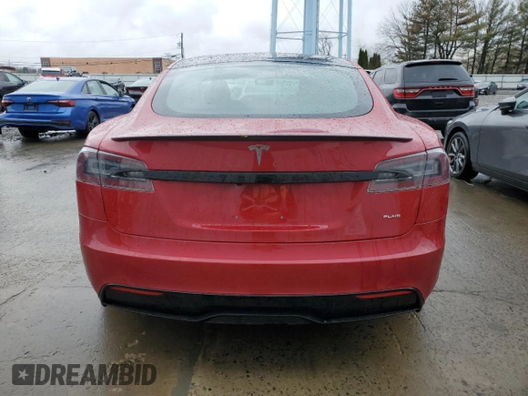 2021 Tesla Model S Plaid with VIN 5YJSA1E61MF436369, listed as a Copart auction lot 48505375 with 34,388 mi miles and Salvage Title. Bid and sale history available at carsss.com. Image 6.