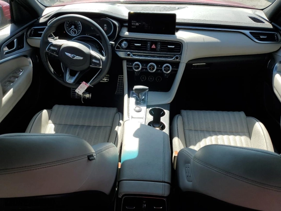 2023 Genesis G70 2.0T with VIN KMTG34TA8PU120814, listed as a Copart auction lot 46258265 with 20,322 mi miles and Salvage Title. Bid and sale history available at carsss.com. Image 8.