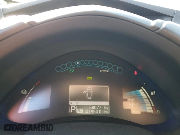 2015 Nissan LEAF SV with VIN 1N4AZ0CP8FC304841, listed as a Copart auction lot 75854863 with 58,077 mi miles and . Bid and sale history available at DreamBid. Image 9.
