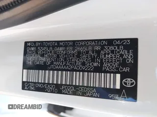 2023 Toyota Mirai XLE with VIN JTDAAAAA2PA009222, listed as a IAAI auction lot 42310523 with 21,287 mi miles and . Bid and sale history available at DreamBid. Image 9.