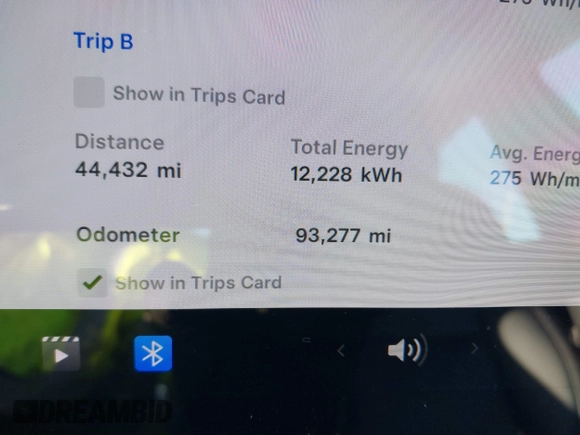 2019 Tesla Model 3 Long Range with VIN 5YJ3E1EBXKF452900, listed as a IAAI auction lot 41454947 with 93,277 mi miles. Bid and sale history available at carsss.com. Image 7.