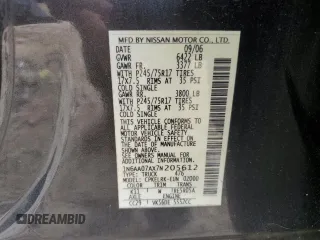 2007 Nissan Titan XE with VIN 1N6AA07AX7N205612, listed as a Copart auction lot 62633655 with 201,431 mi miles and Salvage title. Bid and sale history available at DreamBid. Image 12.