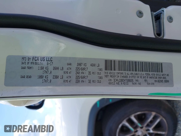 2017 Jeep Compass Latitude with VIN 3C4NJDBB3HT688695, listed as a IAAI auction lot 42197797 with 110,343 mi miles and . Bid and sale history available at DreamBid. Image 9.