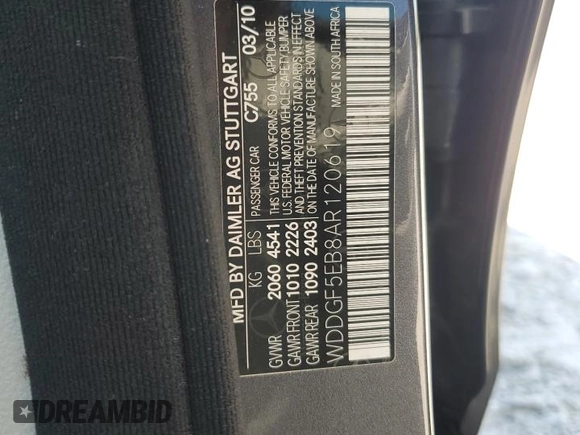 2010 Mercedes-Benz C 300 Sport with VIN WDDGF5EB8AR120619, listed as a Copart auction lot 52753545 with 136,031 mi miles and Salvage title. Bid and sale history available at DreamBid. Image 12.
