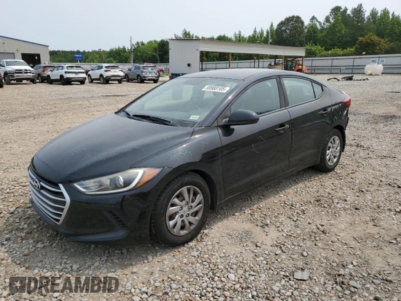 2017 Hyundai Elantra SE with VIN KMHD74LF2HU361038, listed as a Copart auction lot 58988105 with 165,547 mi miles and Salvage title. Bid and sale history available at DreamBid. Image 1.