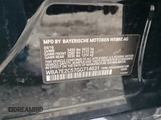 2016 BMW 7 Series 740i with VIN WBA7E2C57GG714631, listed as a Copart auction lot 67532853 with 83,230 mi miles. Bid and sale history available at carsss.com. Image 12.
