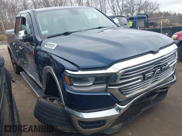 2019 Ram 1500 Laramie with VIN 1C6SRFDT9KN588340, listed as a IAAI auction lot 41717183 with 56,623 mi miles. Bid and sale history available at carsss.com. Image 1.