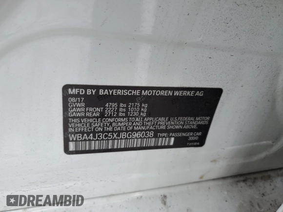2018 BMW 4 Series 430i xDrive с VIN WBA4J3C5XJBG96038, выставлен на аукционе Copart как лот 45639275 с пробегом 58 505 миль миль и Списание • Salvage title. История ставок и продаж доступна на DreamBid. Изображение 12.