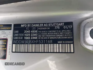 2017 Mercedes-Benz C 300 with VIN WDDWJ4JBXHF531168, listed as a IAAI auction lot 41923352 with 82,262 mi miles and . Bid and sale history available at carsss.com. Image 9.
