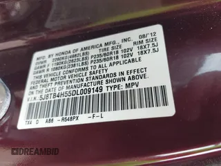 2013 Acura RDX Technology with VIN 5J8TB4H55DL009149, listed as a IAAI auction lot 42027050 with 191,174 mi miles and . Bid and sale history available at DreamBid. Image 9.