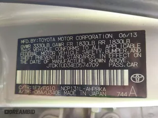 2014 Toyota Yaris L with VIN JTDKTUD34ED574709, listed as a IAAI auction lot 41607903 with 133,481 mi miles. Bid and sale history available at carsss.com. Image 9.