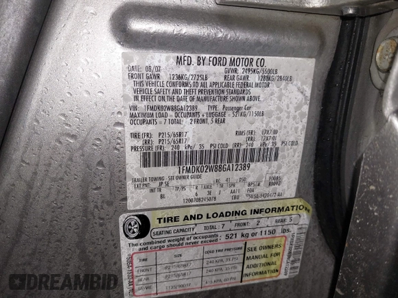 2008 Ford Taurus X SEL with VIN 1FMDK02W88GA12389, listed as a IAAI auction lot 42296138 with 127,484 mi miles and . Bid and sale history available at DreamBid. Image 9.