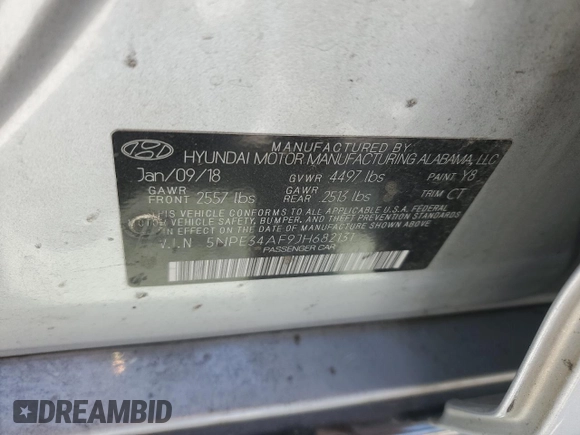 2018 Hyundai Sonata Limited with VIN 5NPE34AF9JH682131, listed as a Copart auction lot 49841385 with 132,617 mi miles and Clean Title. Bid and sale history available at carsss.com. Image 13.