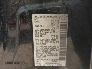 2020 Nissan Frontier SV с VIN 1N6ED0EB7LN726866, выставлен на аукционе IAAI как лот 42117413 с пробегом 57 458 миль миль и . История ставок и продаж доступна на DreamBid. Изображение 9.