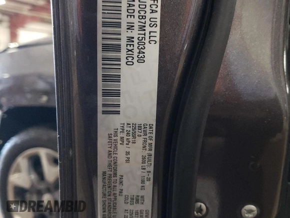 2021 Jeep Compass Limited с VIN 3C4NJDCB7MT503430, выставлен на аукционе Copart как лот 61622625 с пробегом 79 986 миль миль и На запчасти • Non repairable. История ставок и продаж доступна на DreamBid. Изображение 14.