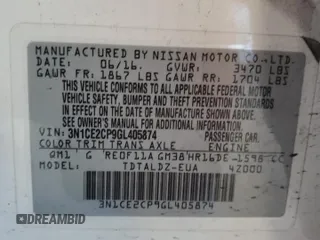 2016 Nissan Note S with VIN 3N1CE2CP9GL405874, listed as a Copart auction lot 61603605 with 112,747 mi miles and Clean title. Bid and sale history available at DreamBid. Image 12.