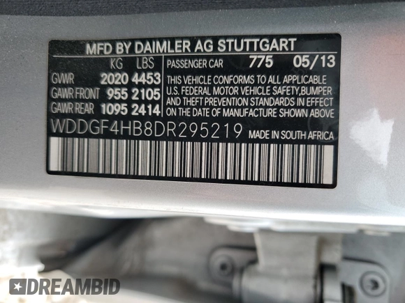 2013 Mercedes-Benz C-Class C 250 Sport with VIN WDDGF4HB8DR295219, listed as a Copart auction lot 53658575 with 161,756 mi miles and Salvage Title. Bid and sale history available at carsss.com. Image 14.