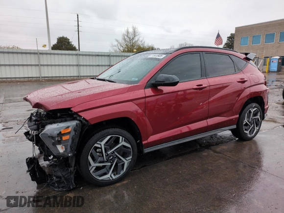 2024 Hyundai Kona N Line z VIN KM8HACA3XRU055454, wystawiony jako Copart lot #51841935 z przebiegiem 22 371 mil mil oraz Szkoda całkowita • Salvage title. Historia ofert i sprzedaży dostępna na DreamBid. Obrazek 1.