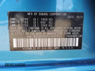 2018 Subaru Impreza Premium with VIN 4S3GKAD63J3605854, listed as a Copart auction lot 54986795 with 59,119 mi miles and Salvage title. Bid and sale history available at DreamBid. Image 12.