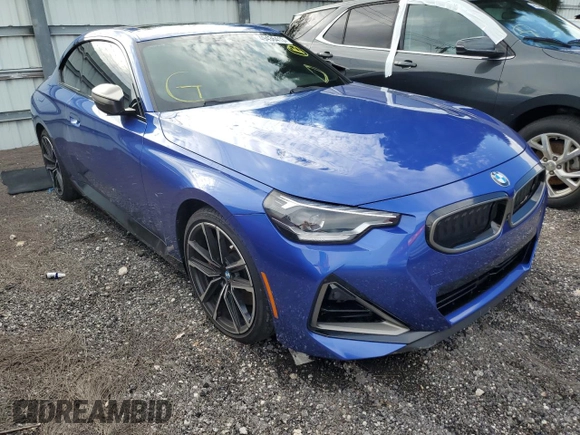 2022 BMW 2 Series M240i xDrive with VIN 3MW53CM09N8C50310, listed as a Copart auction lot 49436413 with 18,687 mi miles. Bid and sale history available at carsss.com. Image 4.