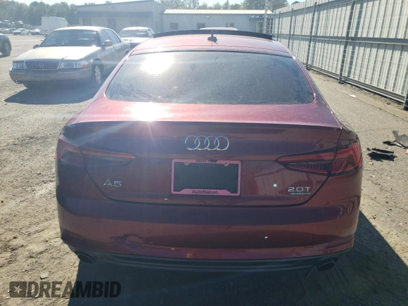 2018 Audi A5 Sportback Premium Plus with VIN WAUENCF5XJA007350, listed as a Copart auction lot 74680973 with 111,276 mi miles. Bid and sale history available at carsss.com. Image 6.