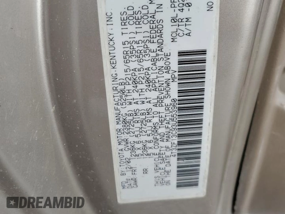 2003 Toyota Sienna LE with VIN 4T3ZF13C93U553960, listed as a Copart auction lot 78598214 with 279,436 mi miles and Salvage Title. Bid and sale history available at carsss.com. Image 16.