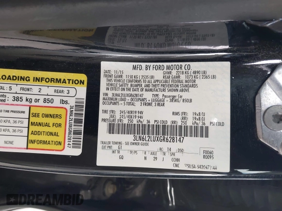 2016 Lincoln MKZ Hybrid with VIN 3LN6L2LUXGR628147, listed as a IAAI auction lot 41815863 with 97,961 mi miles. Bid and sale history available at carsss.com. Image 9.