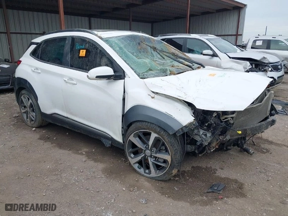 2021 Hyundai Kona Ultimate with VIN KM8K5CA58MU721649, listed as a IAAI auction lot 41215632 with 1 mi miles. Bid and sale history available at carsss.com. Image 1.