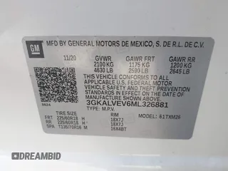 2021 GMC Terrain SLT with VIN 3GKALVEV6ML326881, listed as a IAAI auction lot 40663653 with 28,431 mi miles and . Bid and sale history available at DreamBid. Image 9.