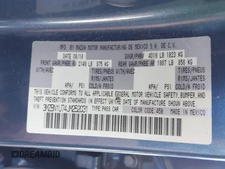 2018 Mazda 3 Sport with VIN 3MZBN1U74JM252031, listed as a IAAI auction lot 41455656 with 64,341 mi miles and . Bid and sale history available at DreamBid. Image 9.