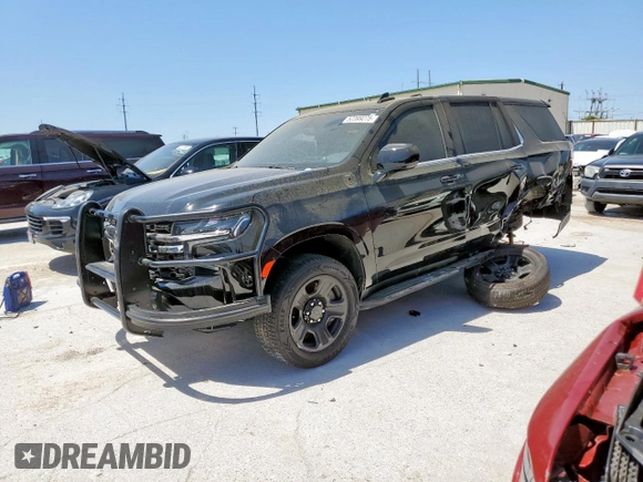 2023 Chevrolet Tahoe Commercial with VIN 1GNSCLEDXPR447042, listed as a Copart auction lot 52399275 with 22,205 mi miles and Salvage title. Bid and sale history available at DreamBid. Image 1.