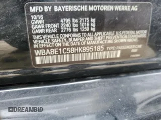 2017 BMW 3 Series 330e iPerformance with VIN WBA8E1C58HK895185, listed as a Copart auction lot 49287055 with 61,391 mi miles and Salvage Title. Bid and sale history available at carsss.com. Image 14.
