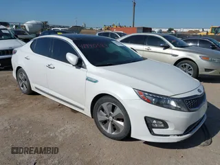 2015 Kia Optima Hybrid EX with VIN KNAGN4AD0F5085164, listed as a IAAI auction lot 41940584 with 129,841 mi miles. Bid and sale history available at carsss.com. Image 1.